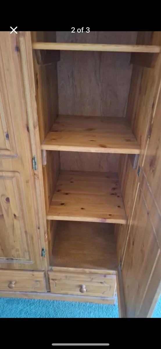 Triple wardrobe solid wooden pine - Image 2