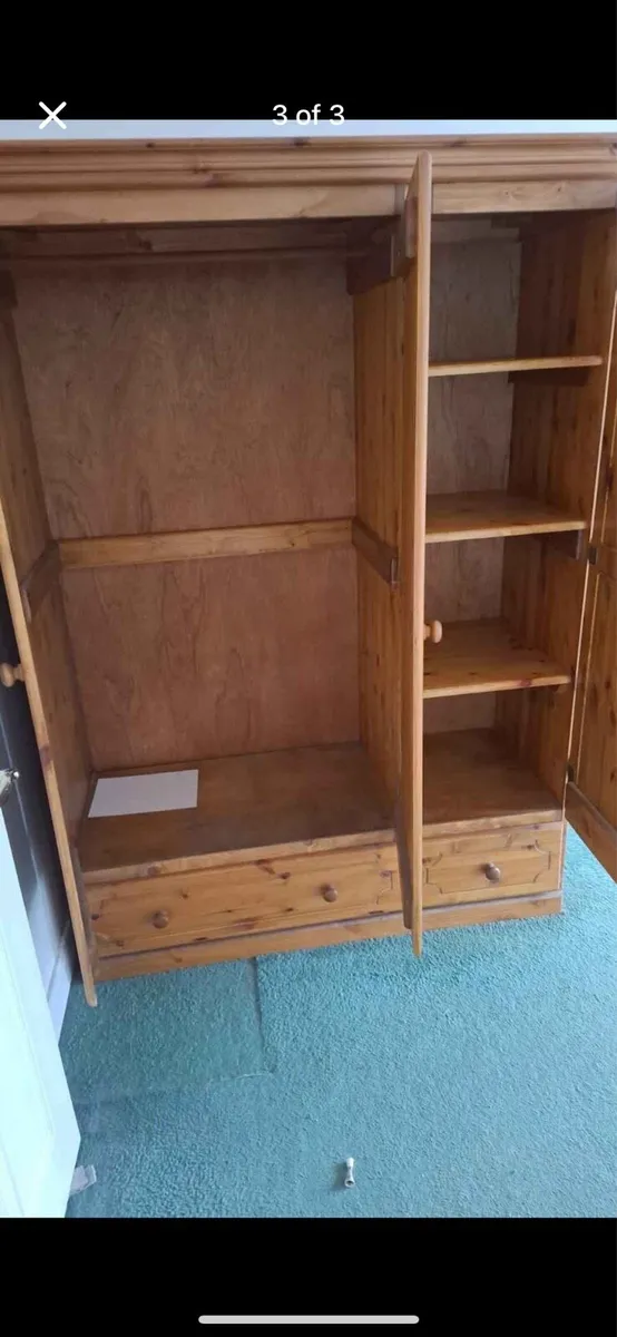Triple wardrobe solid wooden pine - Image 3