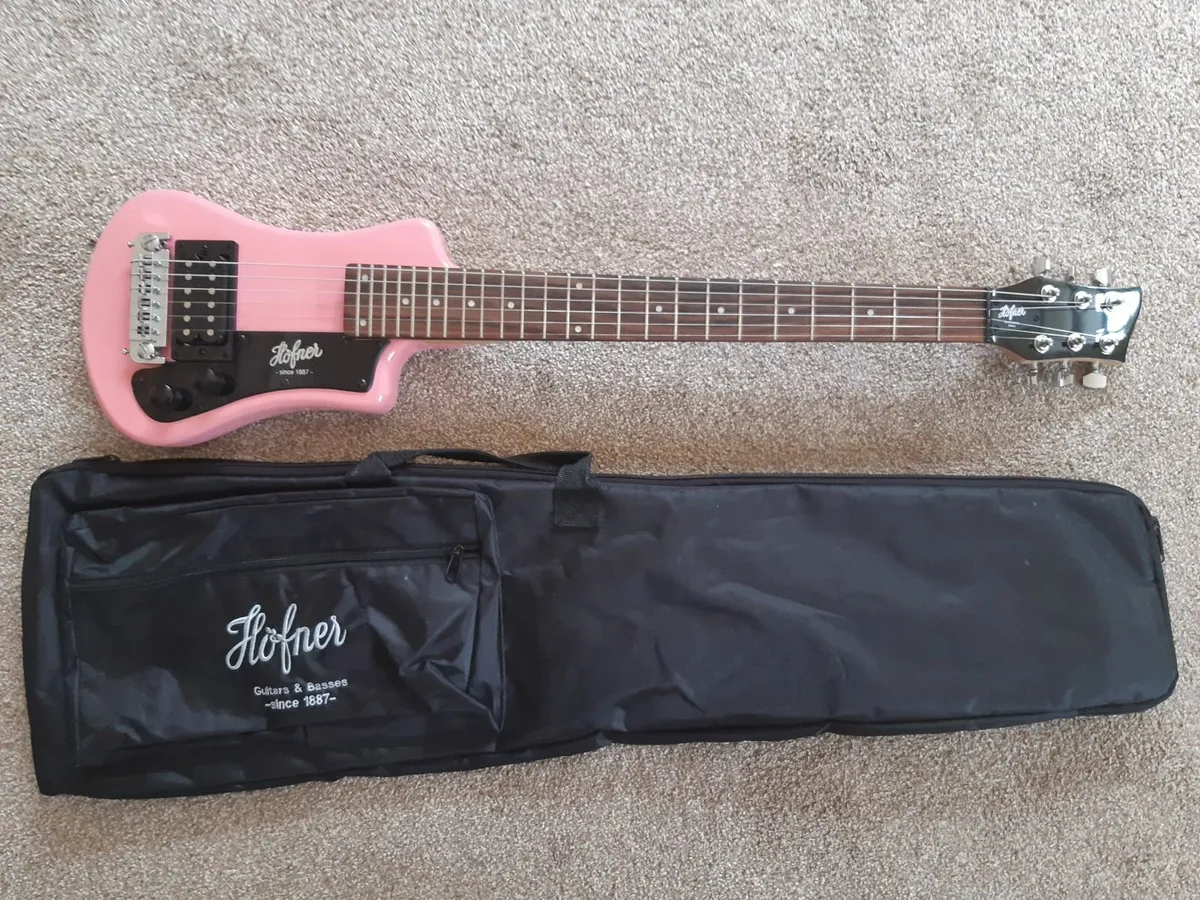 Hofner Shorty Travel Electric Guitar Pink - Image 4