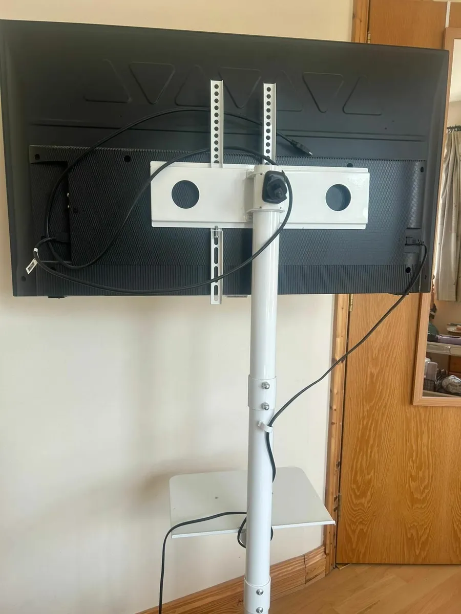 32-Inch Smart TV with Rolling White Stand - Image 2
