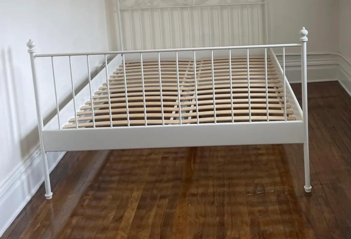 White metal Ikea bed frame €80 - Image 1