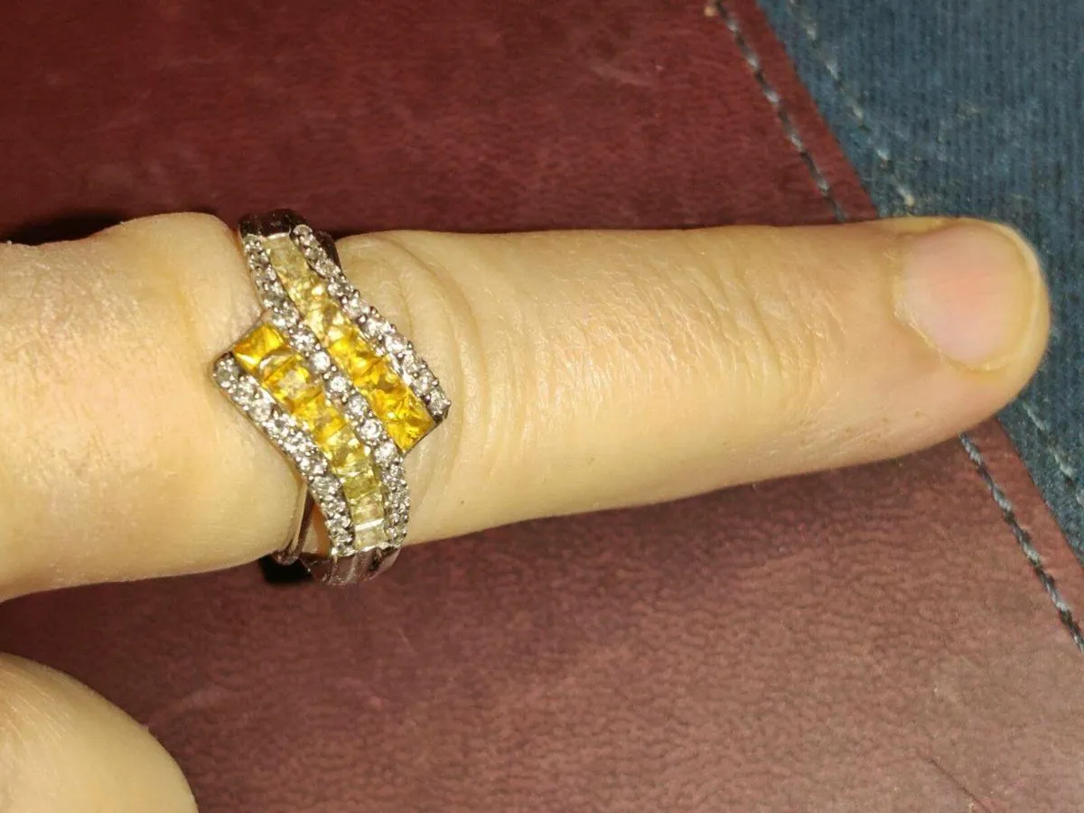 DIAMOND & CITRINES, 14CT White Gold Ring & Cert ! - Image 3