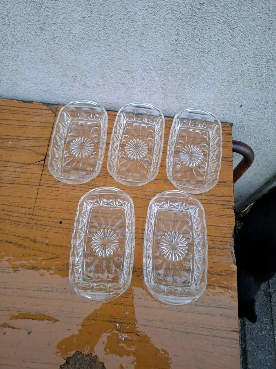 5 glass trays bowls