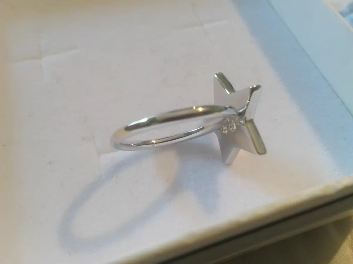 STERLING SILVER LARGE  STAR RING SIZE N NEW - Image 4