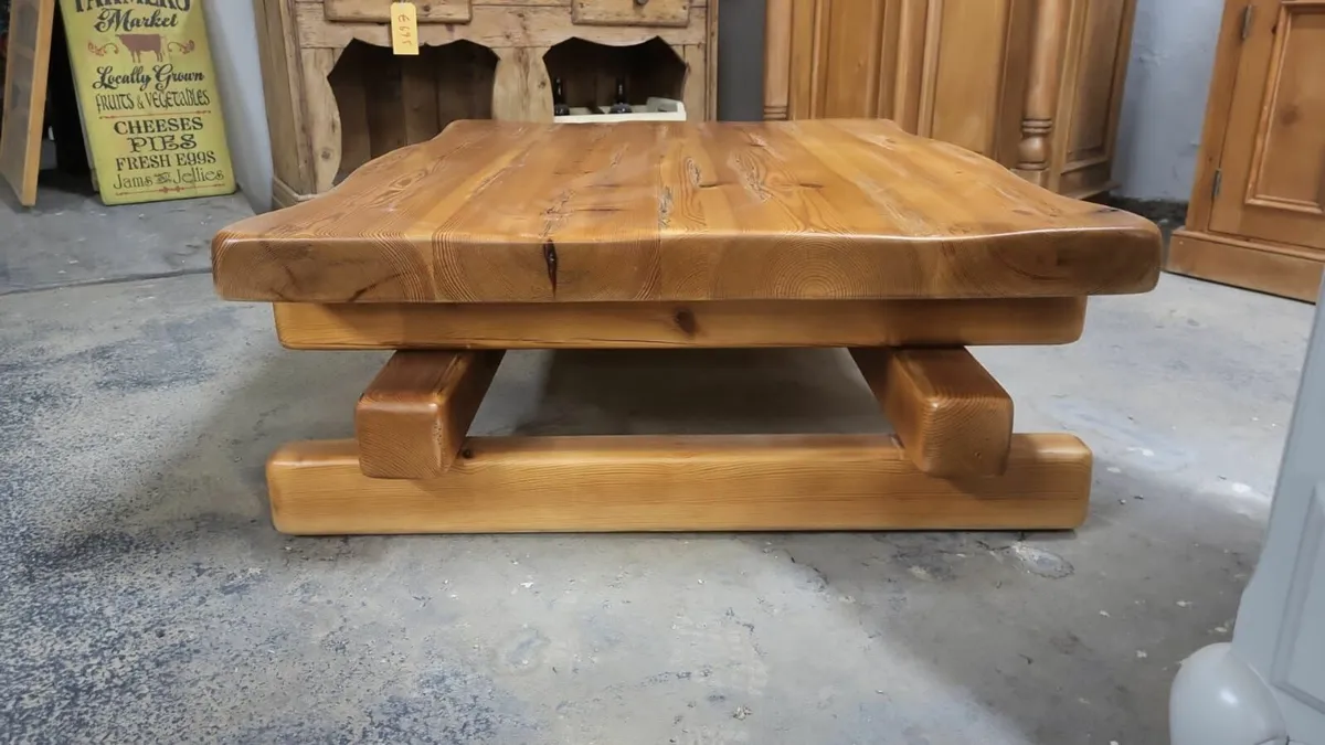 Vintage reclaimed pine coffee table, side table - Image 2