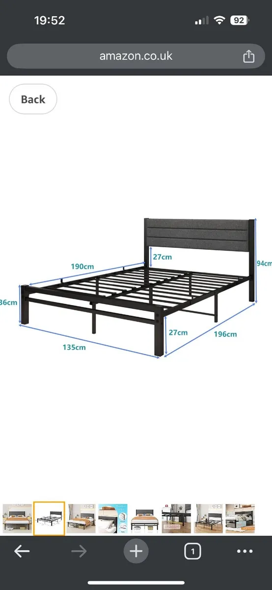 Metal frame double bed - Image 1
