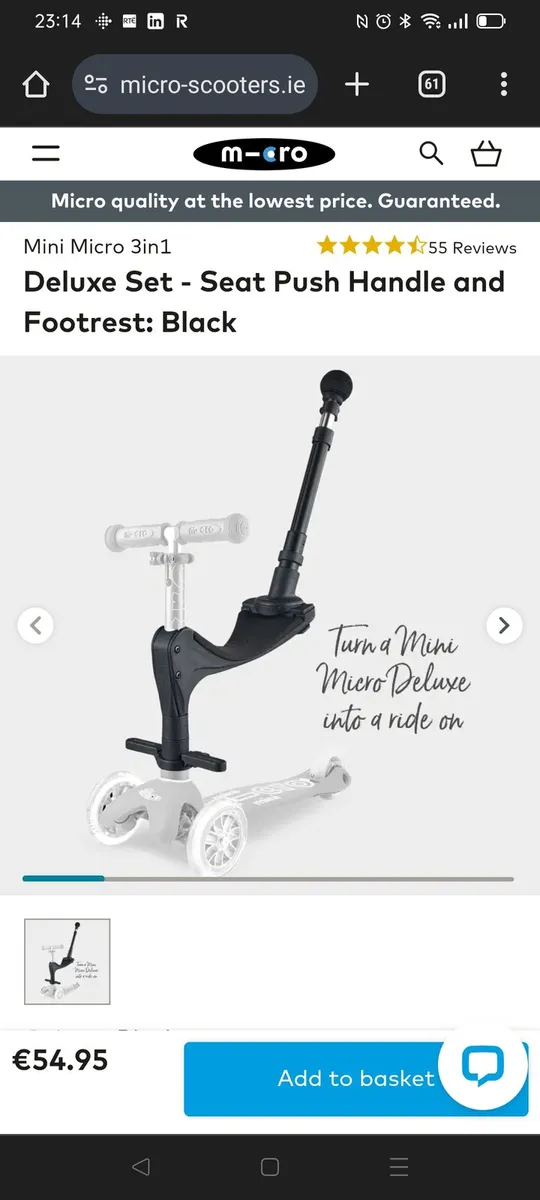 seat for mini micro scooter with push handle - Image 1