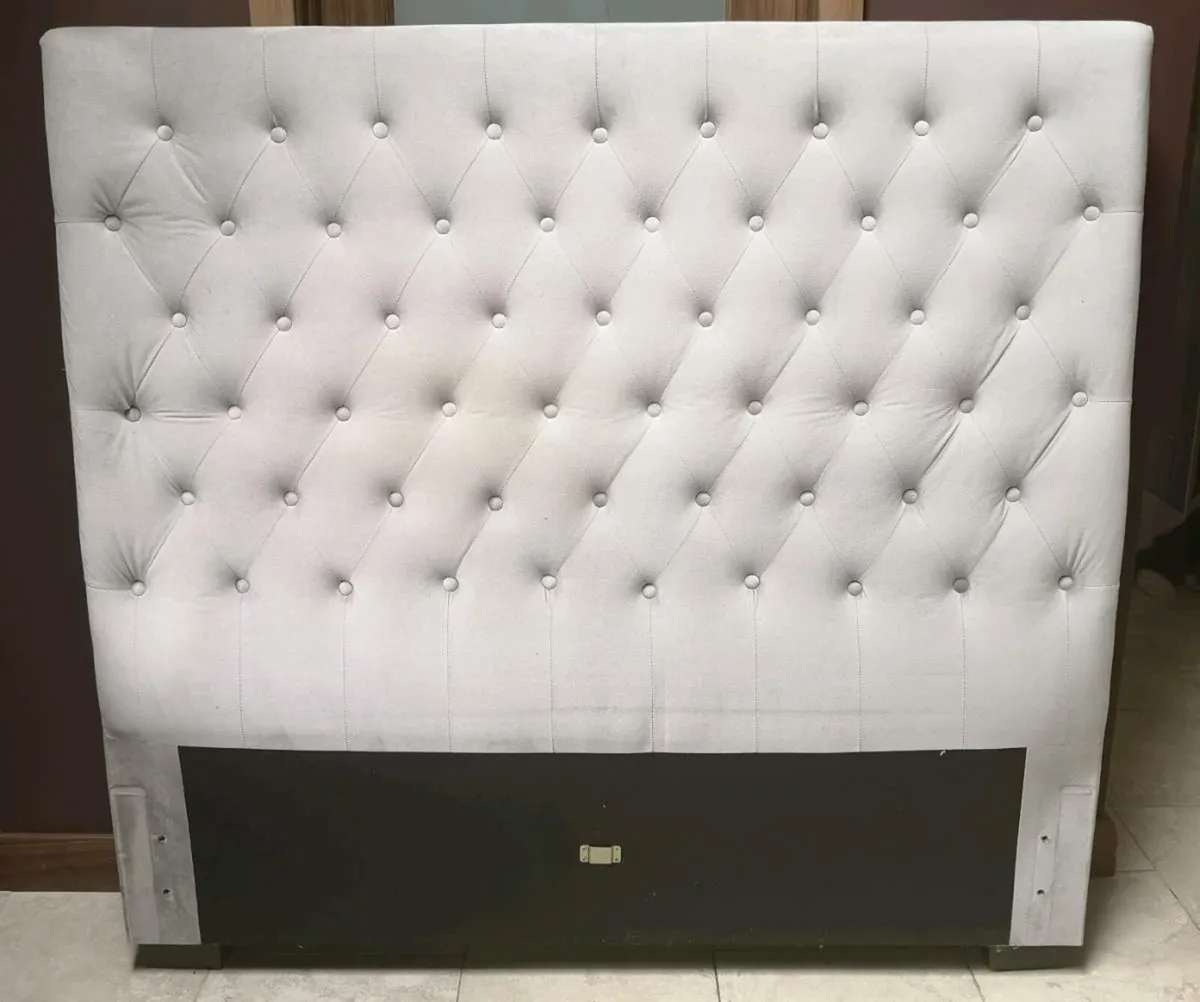 Velvet headboard and bedframe - Image 3