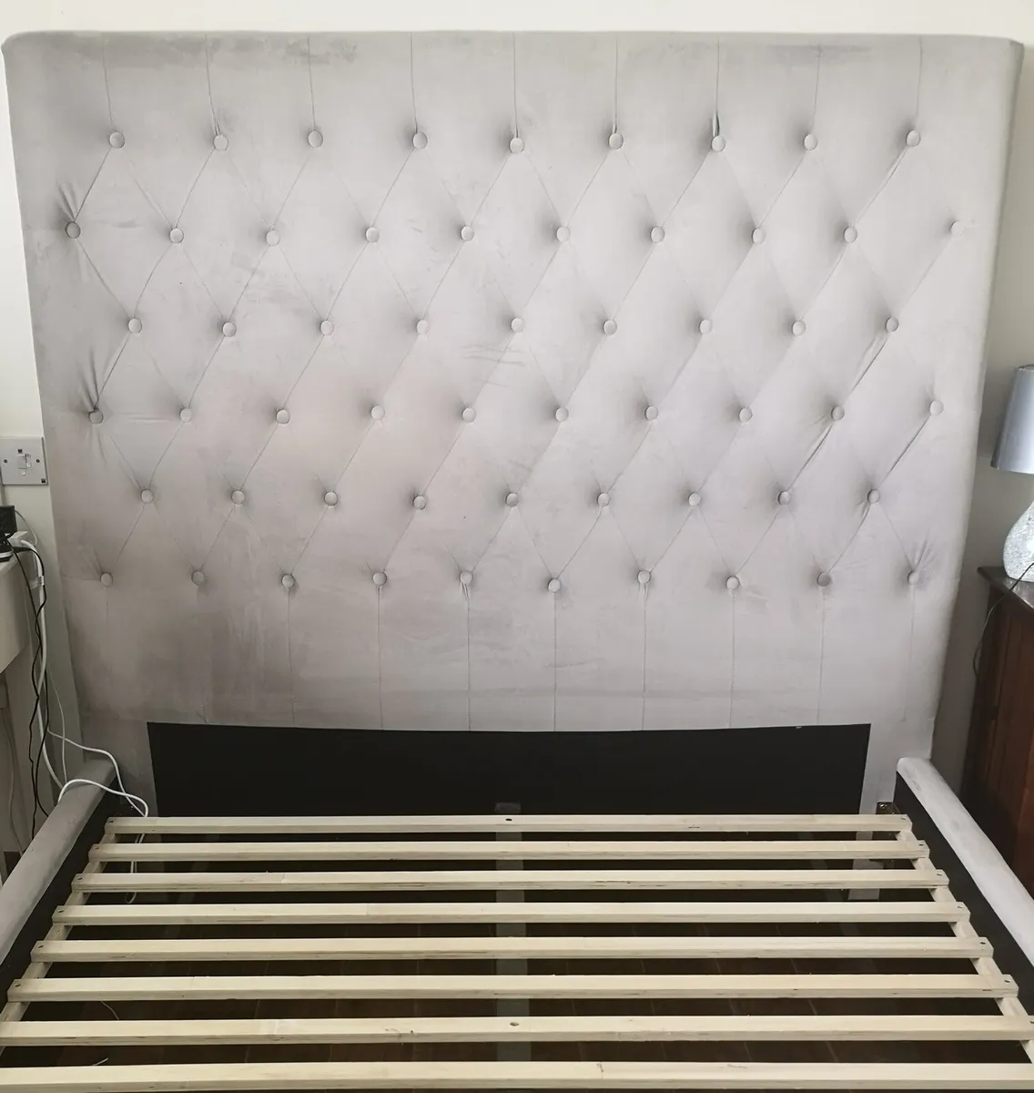 Velvet headboard and bedframe - Image 1