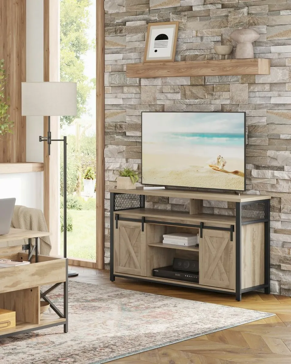 TV Display Unit With Sliding Barn Doors -FREE P&P - Image 1