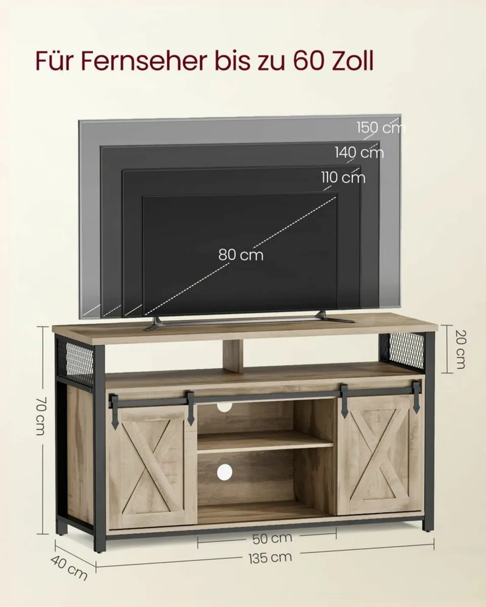 TV Display Unit With Sliding Barn Doors -FREE P&P - Image 2