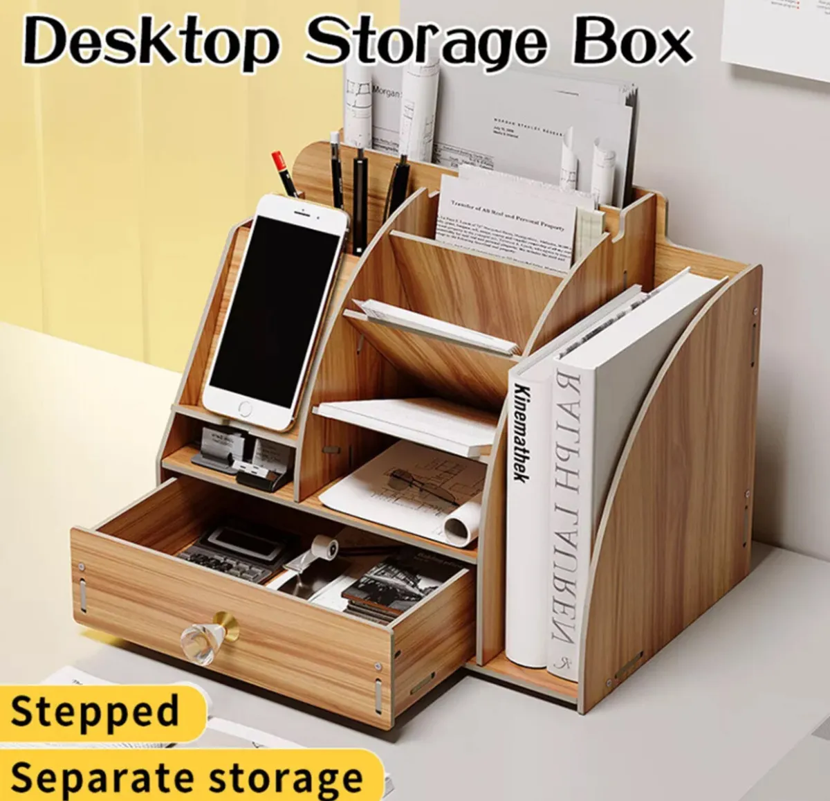 Wooden Desktop Organiser Desk Tidy NEW - Image 1