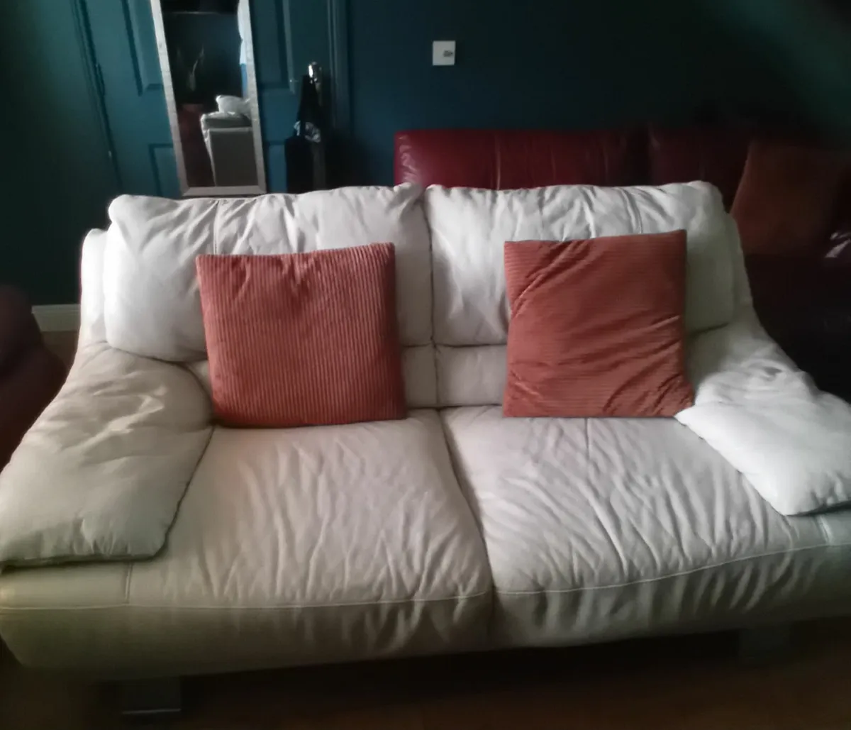 White italian leather sofa - Image 1