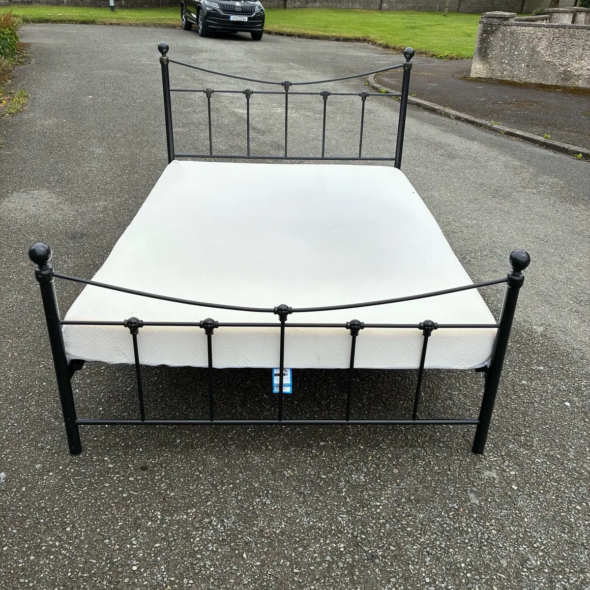 Black Double Bed Frame with memory Mattress - Image 1