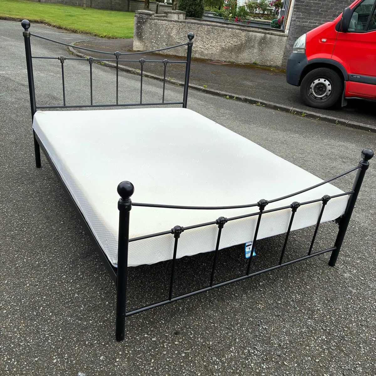 Black Double Bed Frame with memory Mattress - Image 2