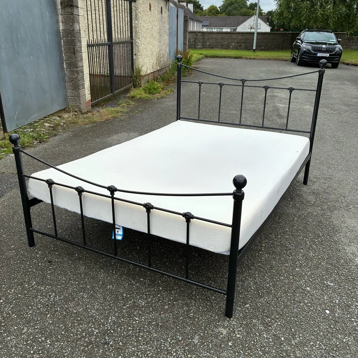 Black Double Bed Frame with memory Mattress - Image 3