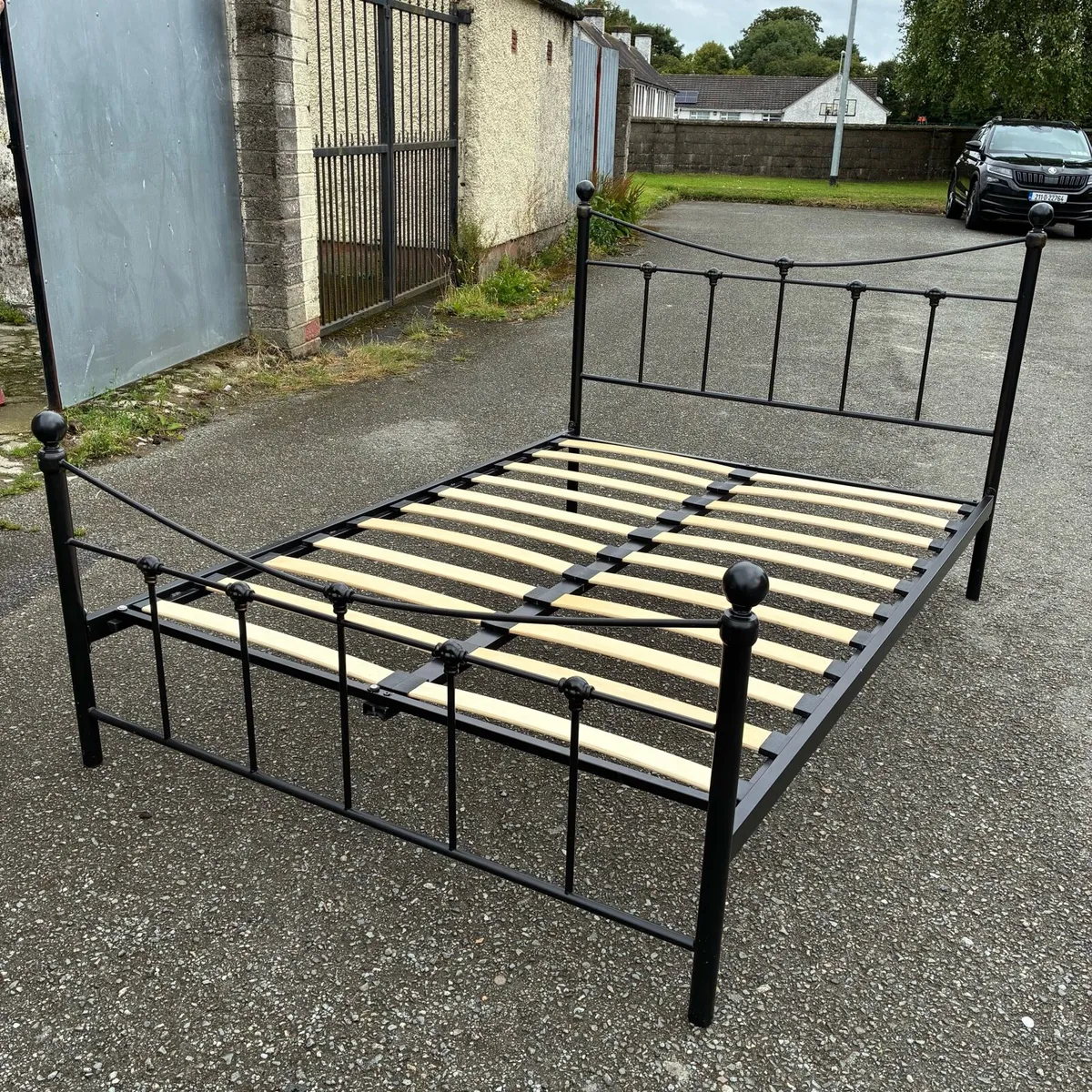 Black Double Bed Frame with memory Mattress - Image 4