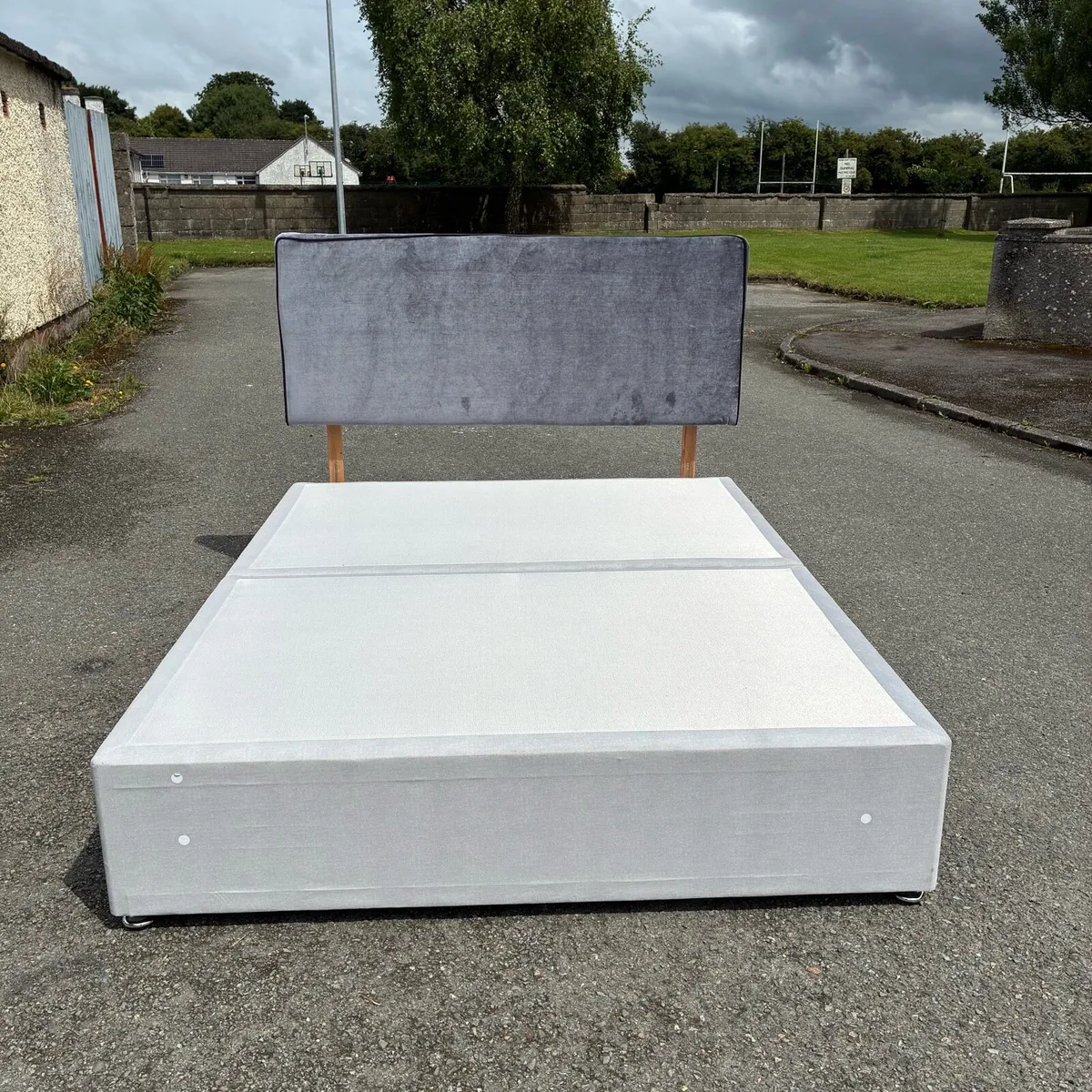 5ft King Bed & Mattress & crushed velvet headboard - Image 2