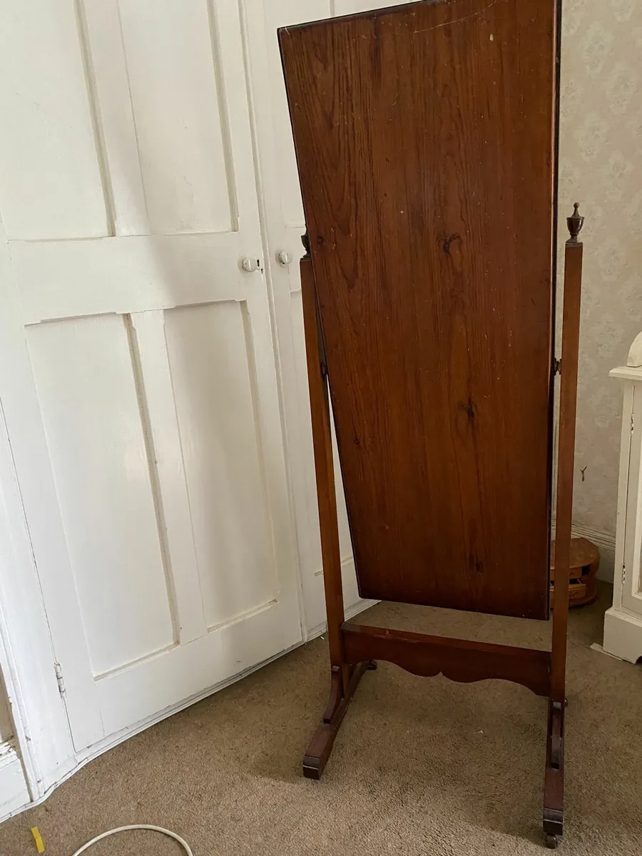 Mid 20th Century Cheval Mirror on ceramic castors. - Image 2