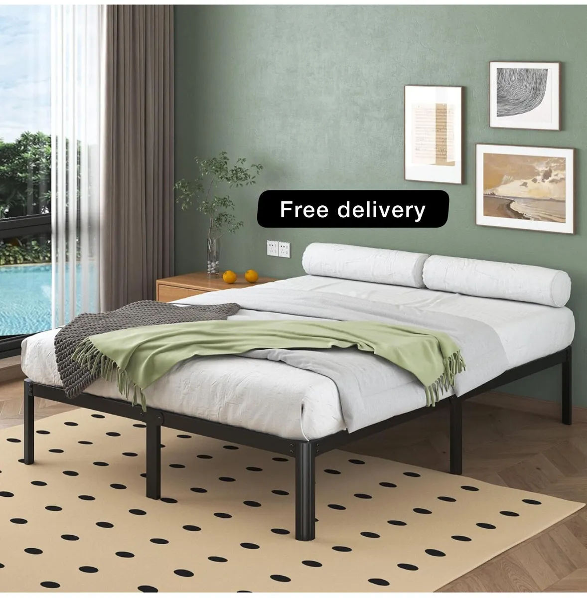 King Size Bed Frame 30.5 cm High with Rounded Corn - Image 1