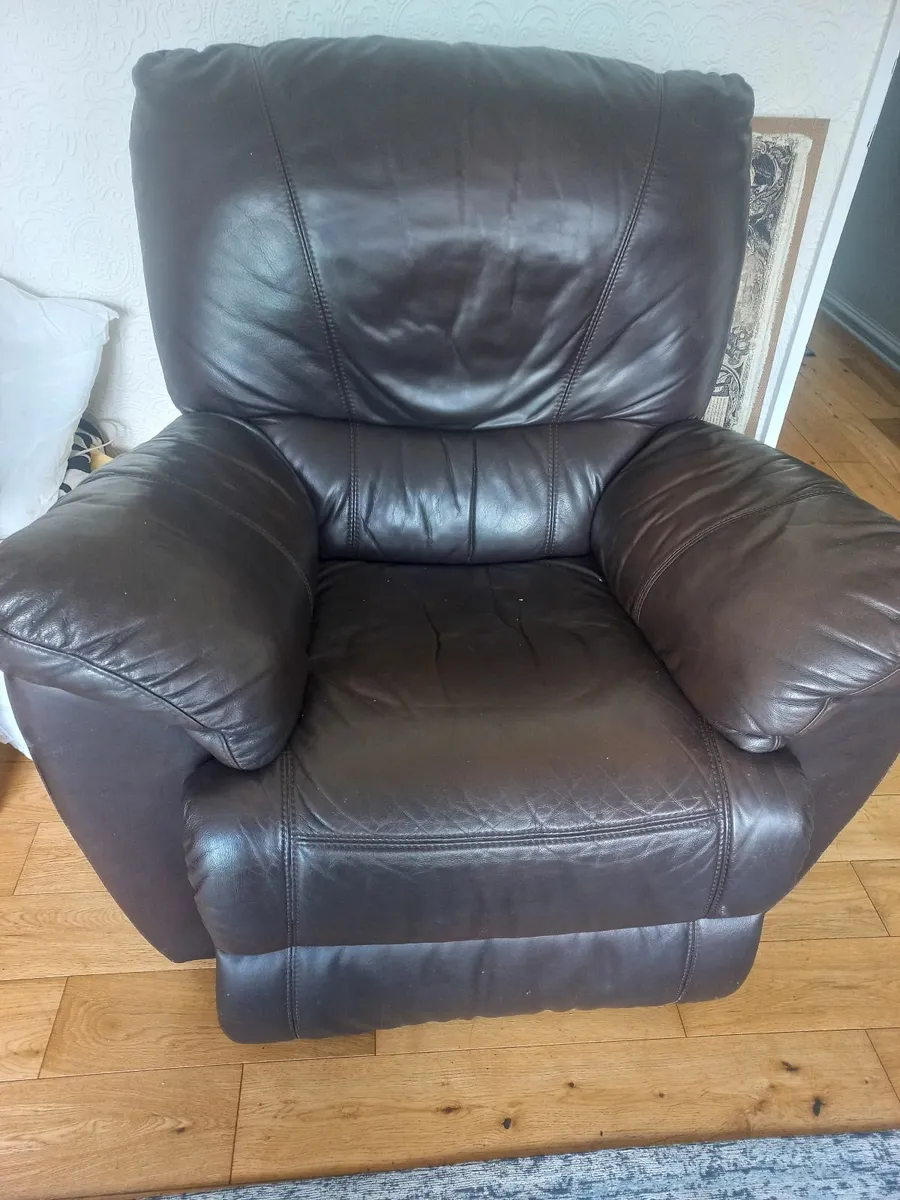 For sale. Leather sofa and chair. - Image 1