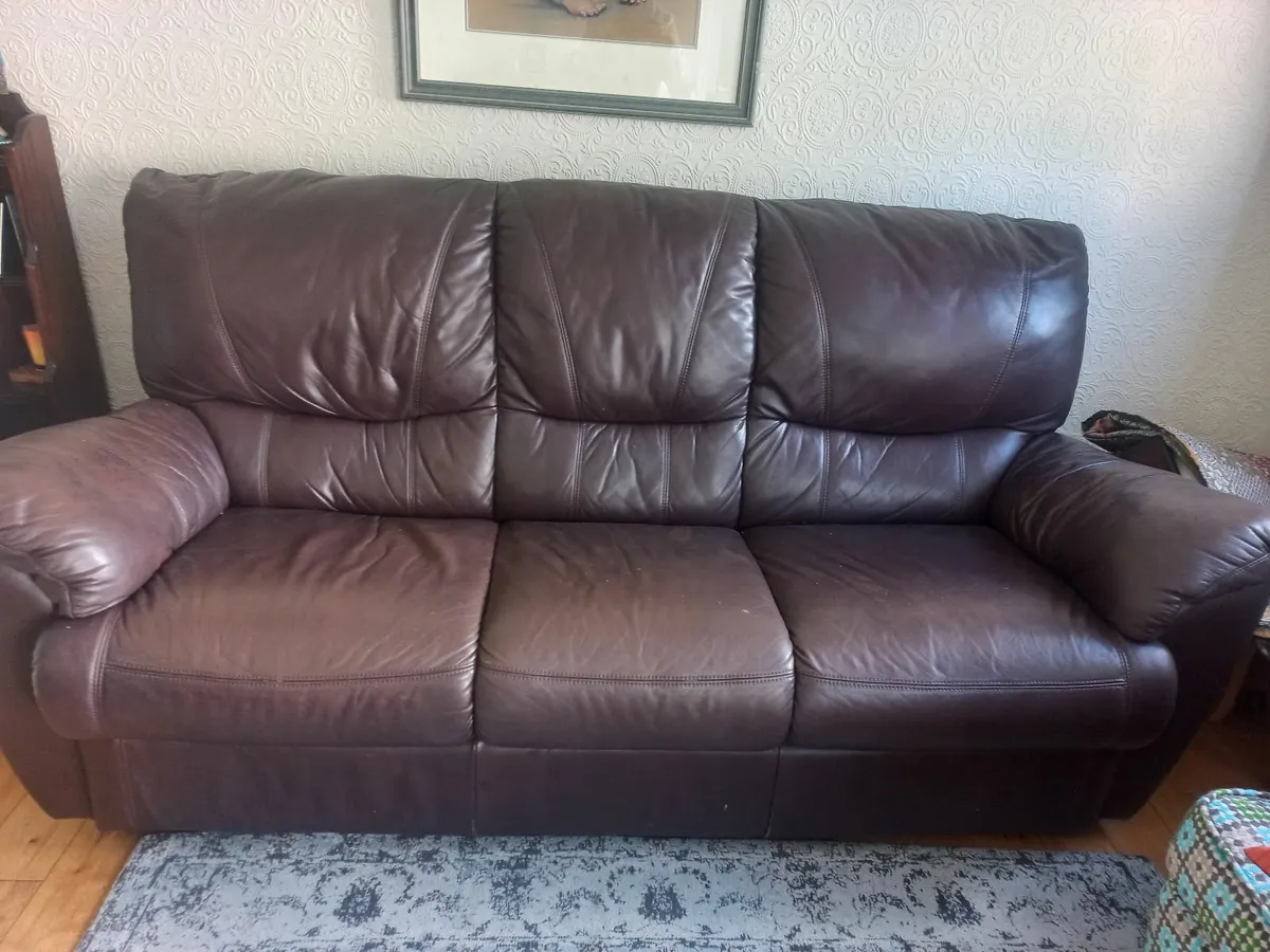 For sale. Leather sofa and chair. - Image 2