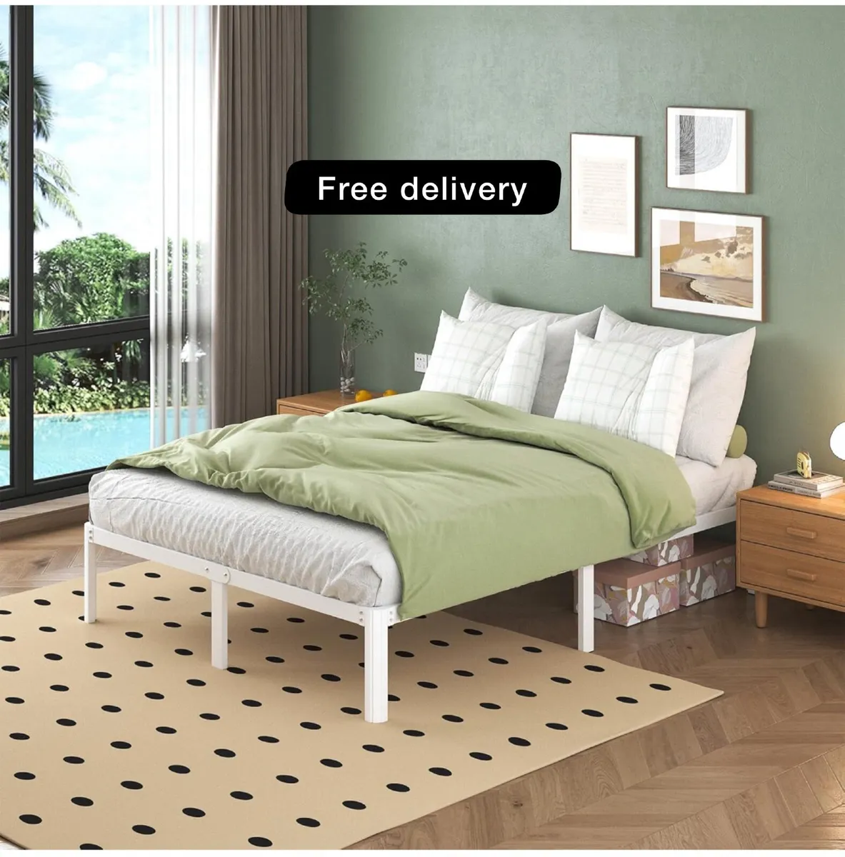 King Size Bed Frame 30.5 cm High with Rounded Corn - Image 1