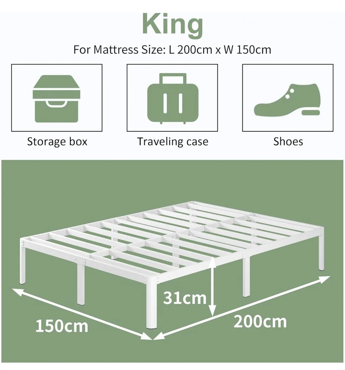 King Size Bed Frame 30.5 cm High with Rounded Corn - Image 4
