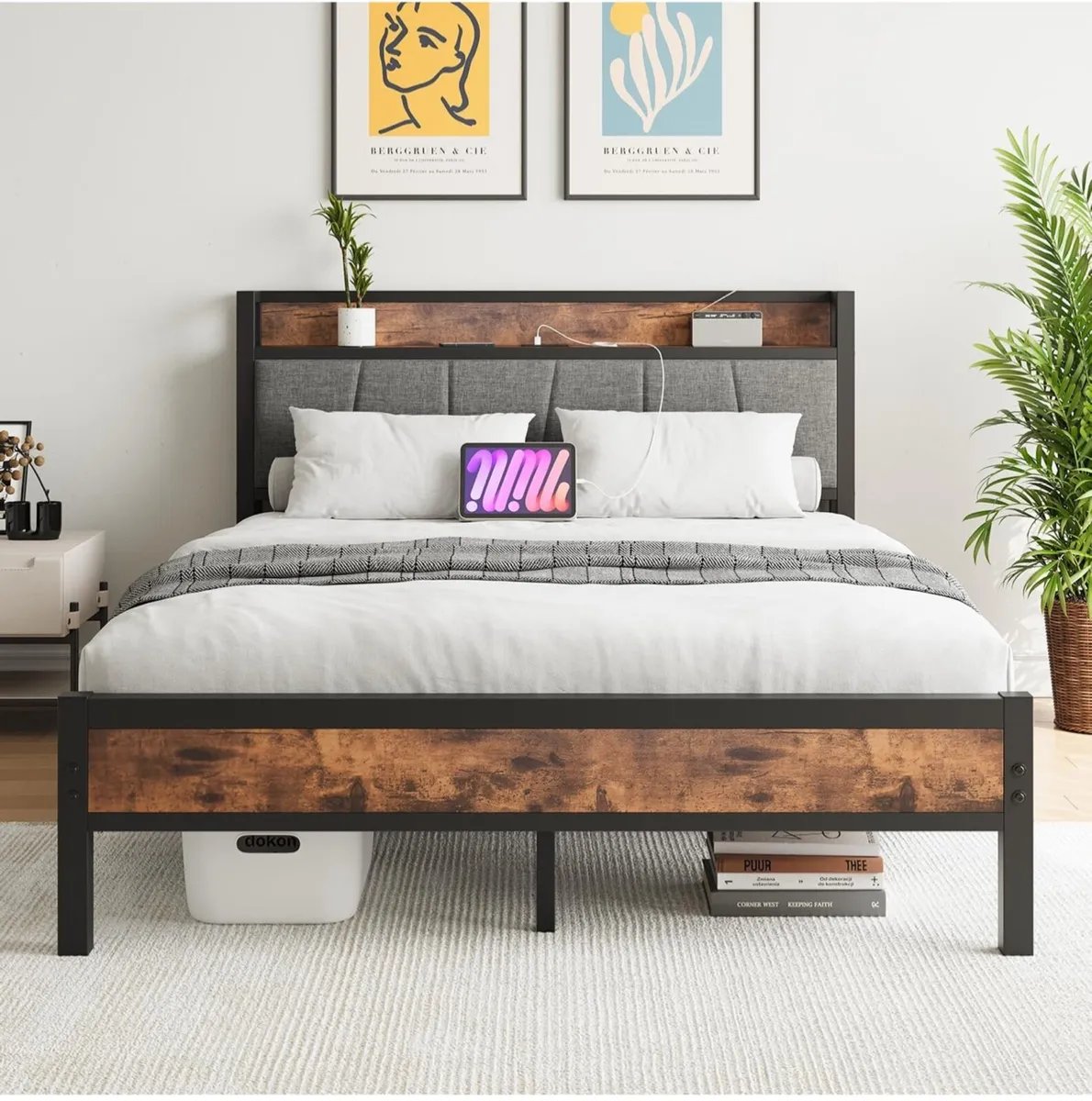 Kingsize Bed Base with Charging Station - Image 1