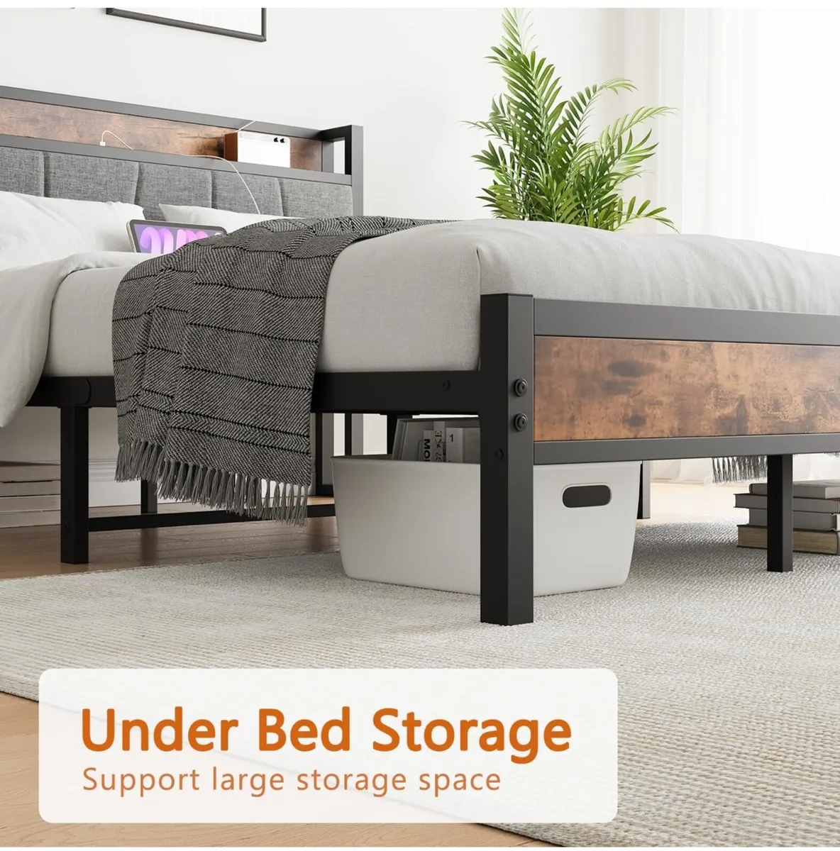 Kingsize Bed Base with Charging Station - Image 3