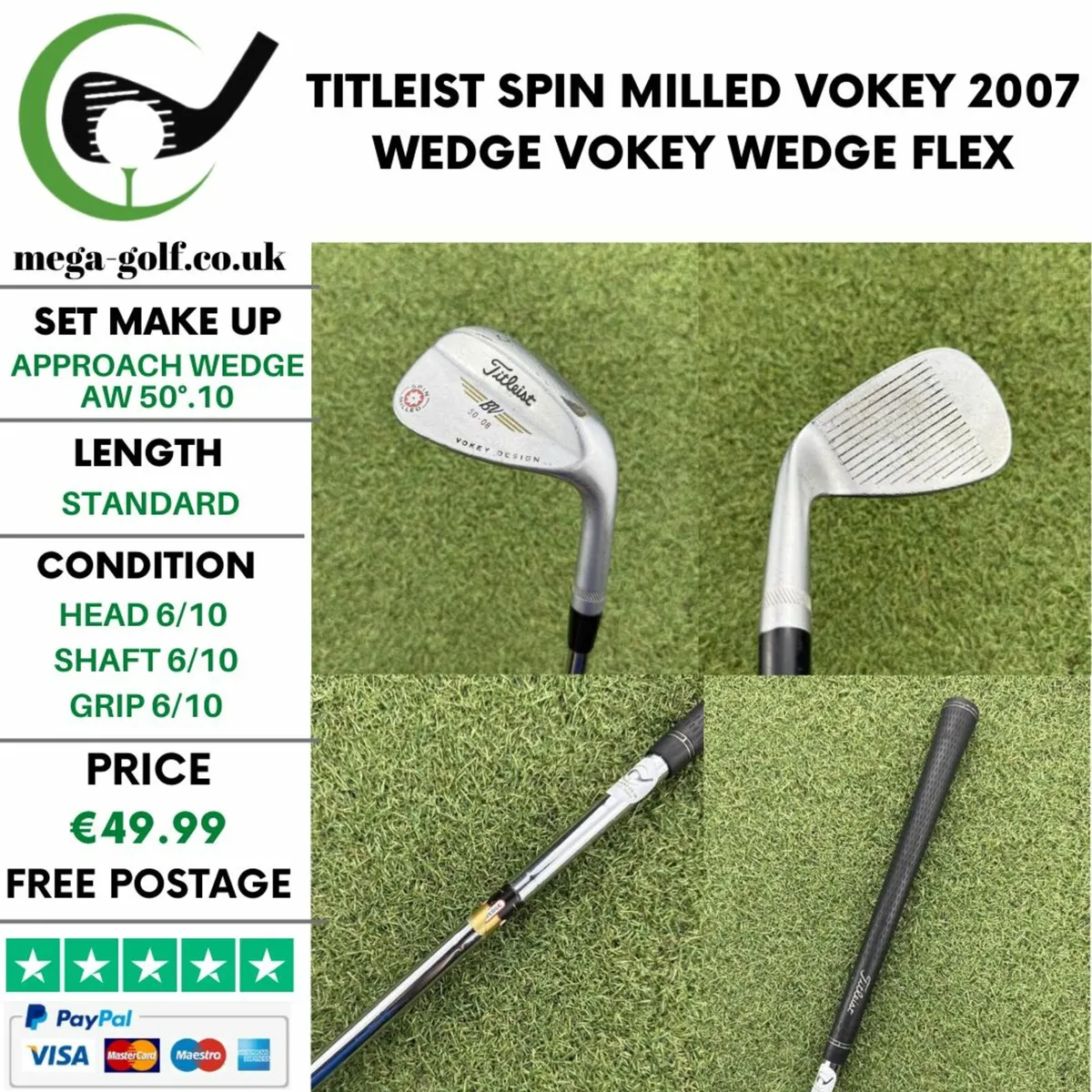 TITLEIST SPIN MILLED VOKEY 2007 WEDGE AW 50°.10 - Image 1