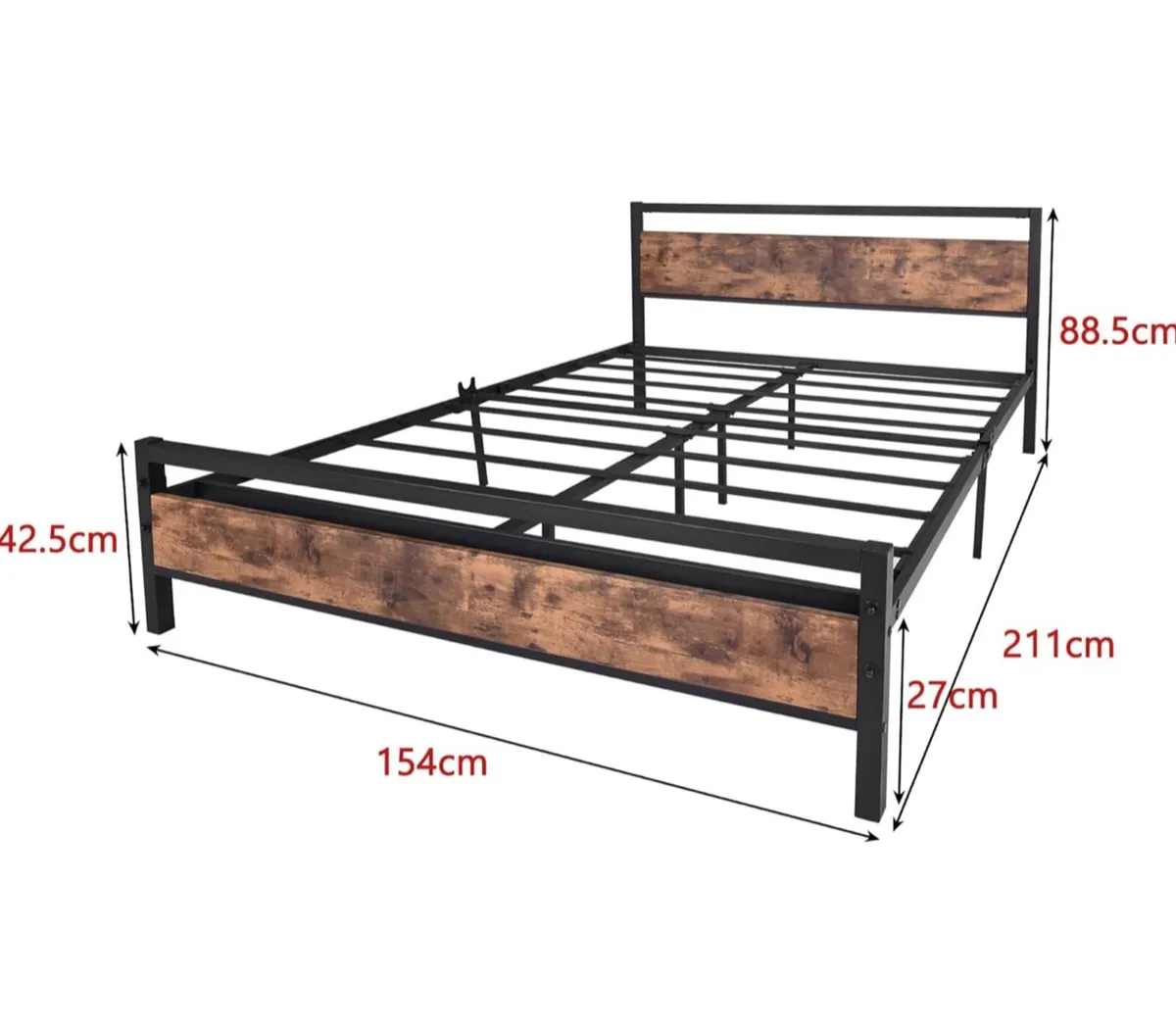 King Size Bed Frame with Wood Headboard - Image 3