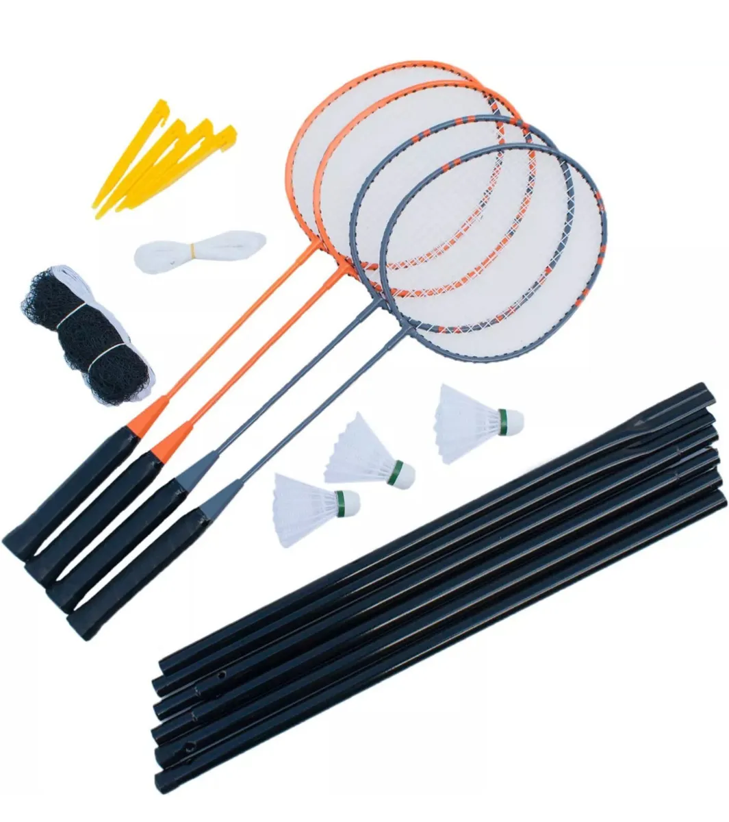 Badminton Set 4 Rackets, Net, Poles,Shuttlecocks, - Image 2