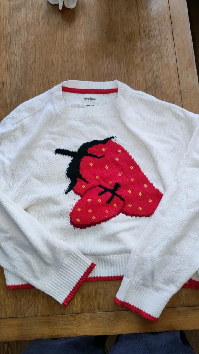 Adorable River Island Strawberry Knit Jumper - Siz