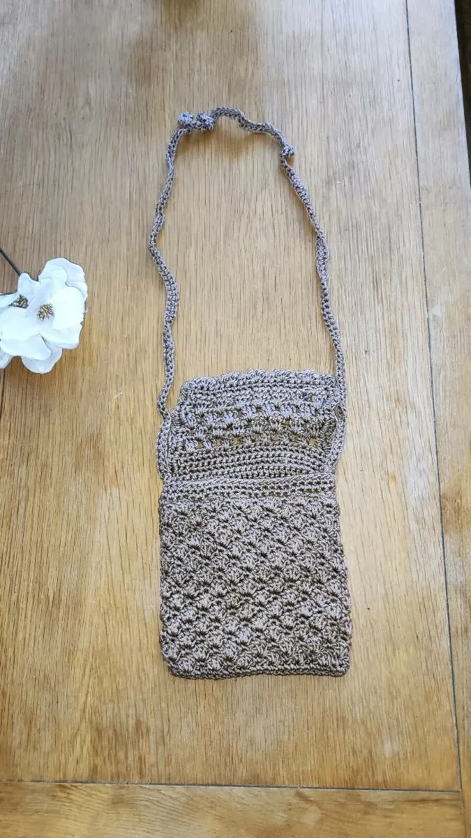 Hand-Knitted/Crocheted Crossbody Bag - (Boho Chic