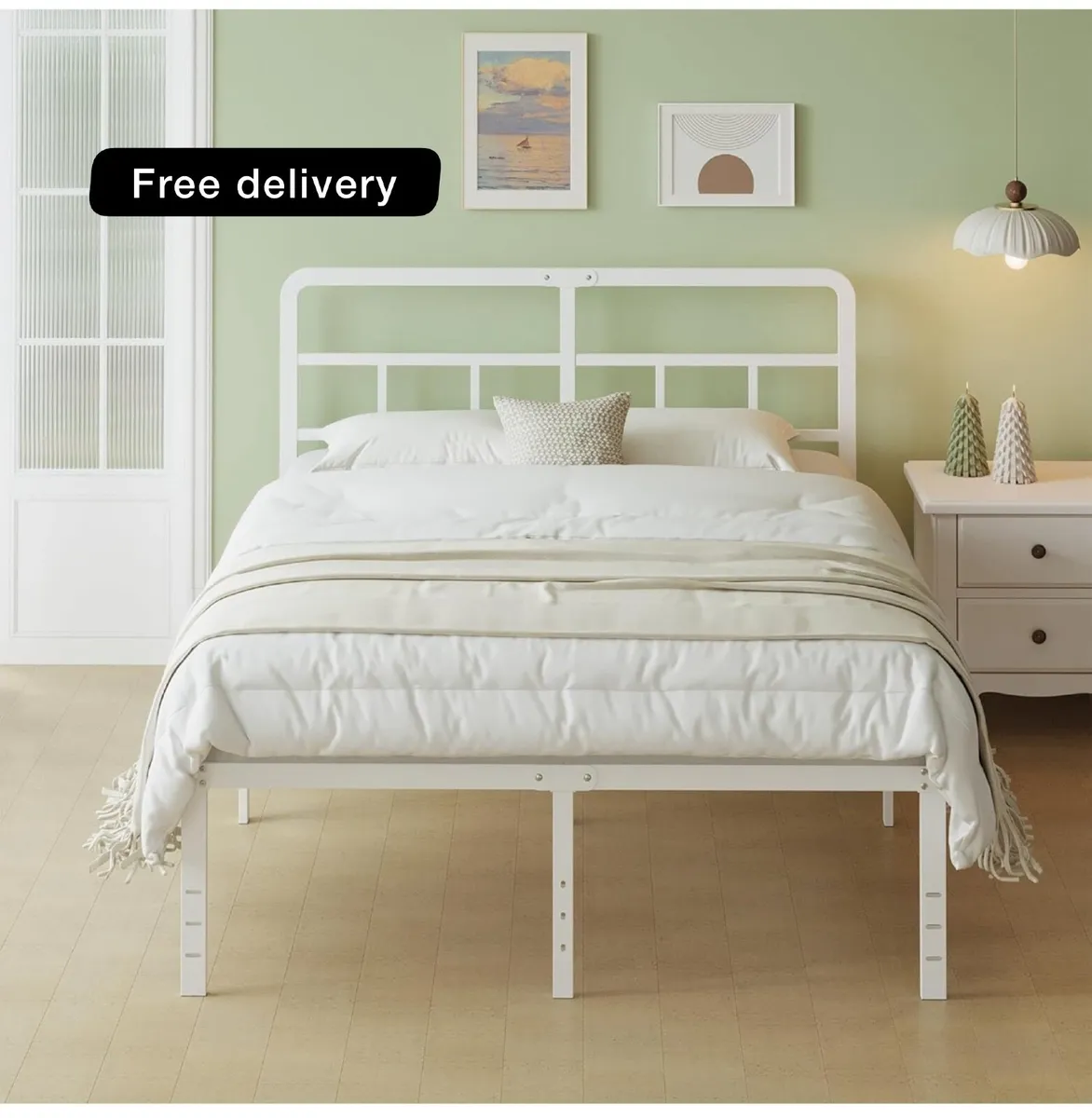 King Size Bed Frame 5ft with Curved Headboard - Image 1