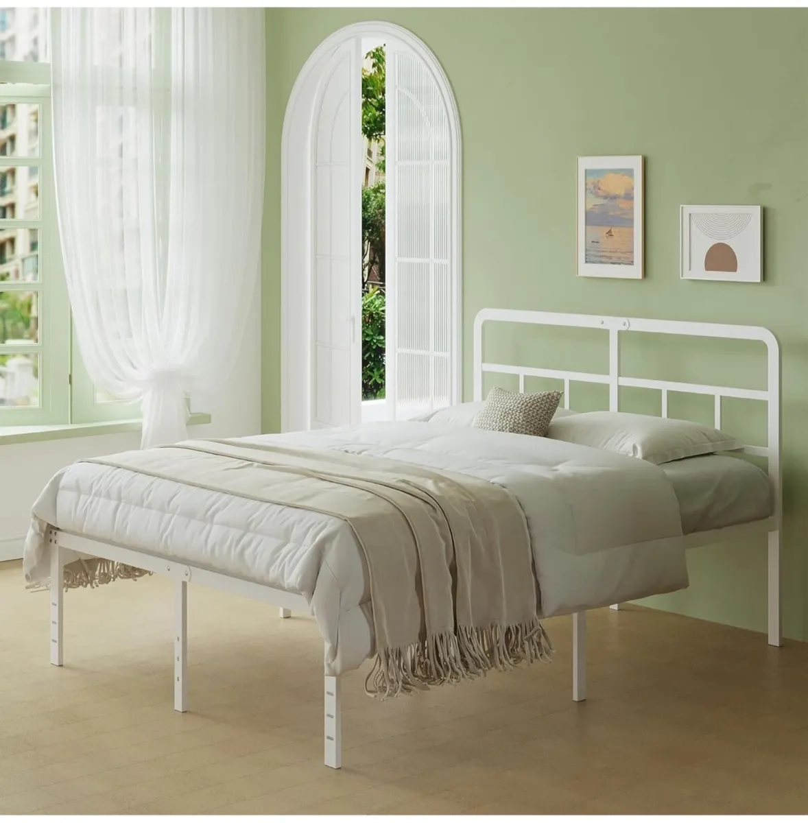 King Size Bed Frame 5ft with Curved Headboard - Image 1