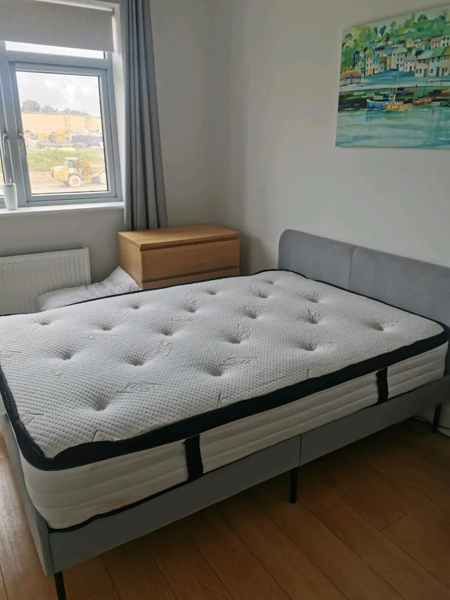 Double upholstered Bedframe and mattress - Image 1
