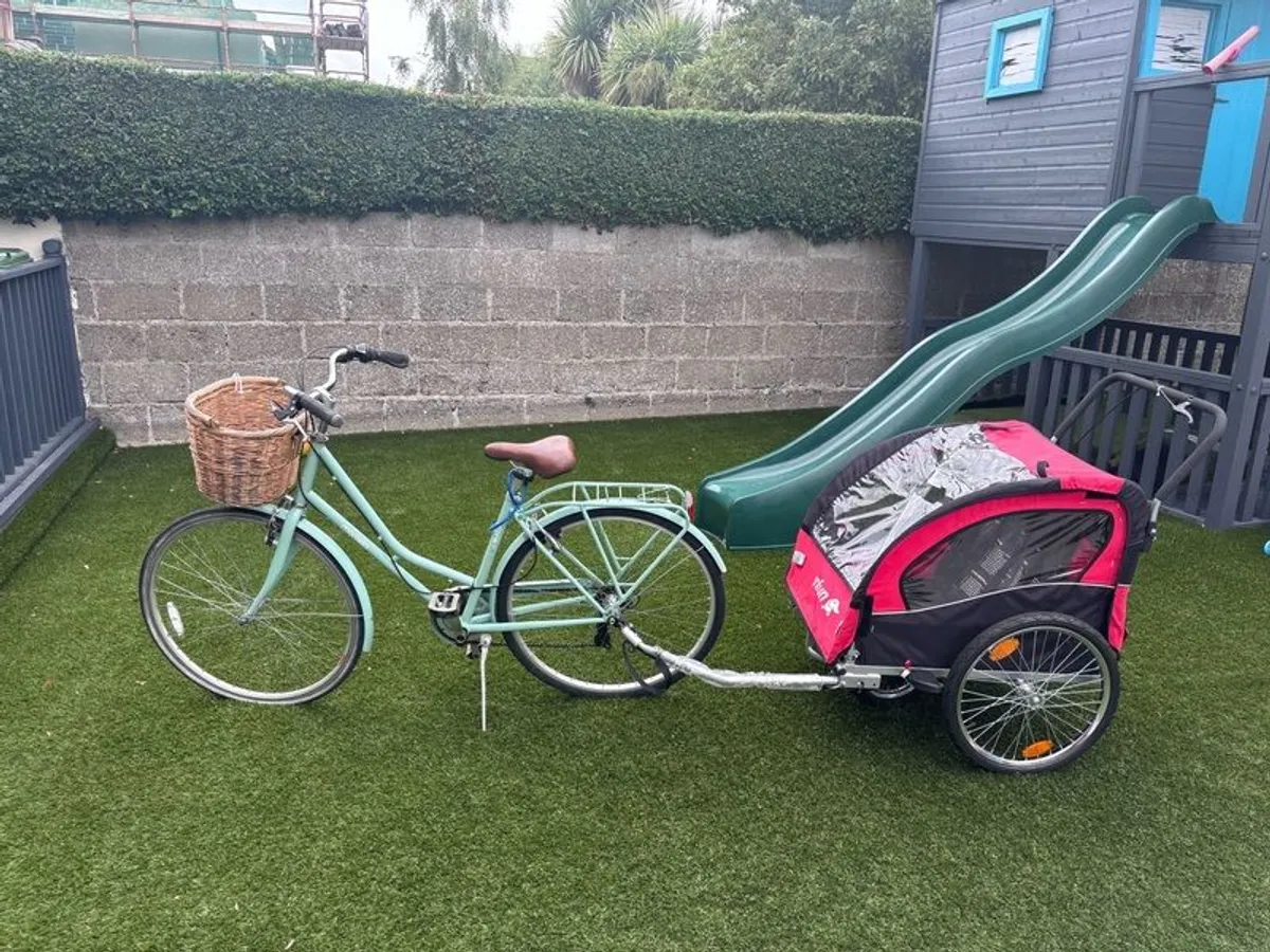 Ladies bike with attached trailer for children - Image 1