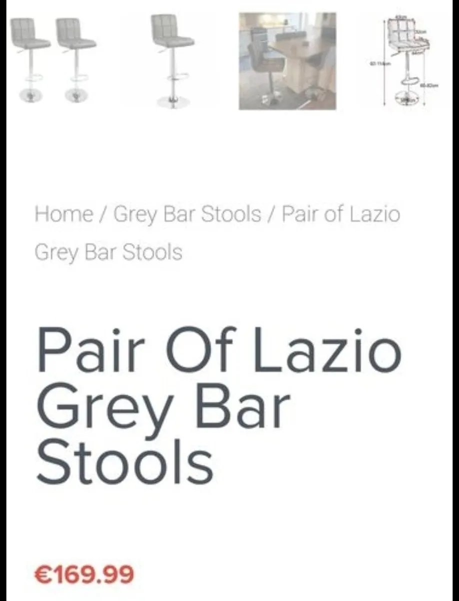 2 lazio grey bar stools - Image 3