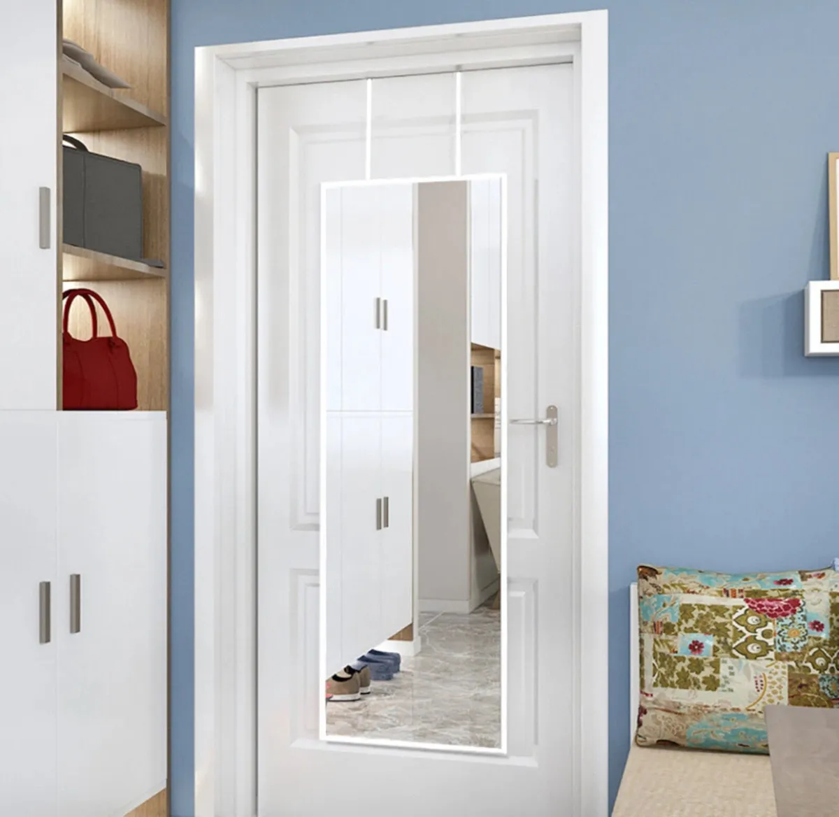 Over the Door Full Length Mirror White Hanging NEW - Image 1