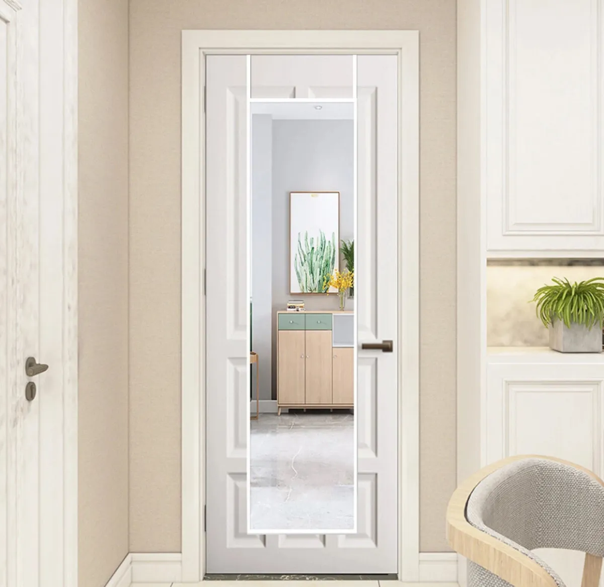Over the Door Full Length Mirror White Hanging NEW - Image 4