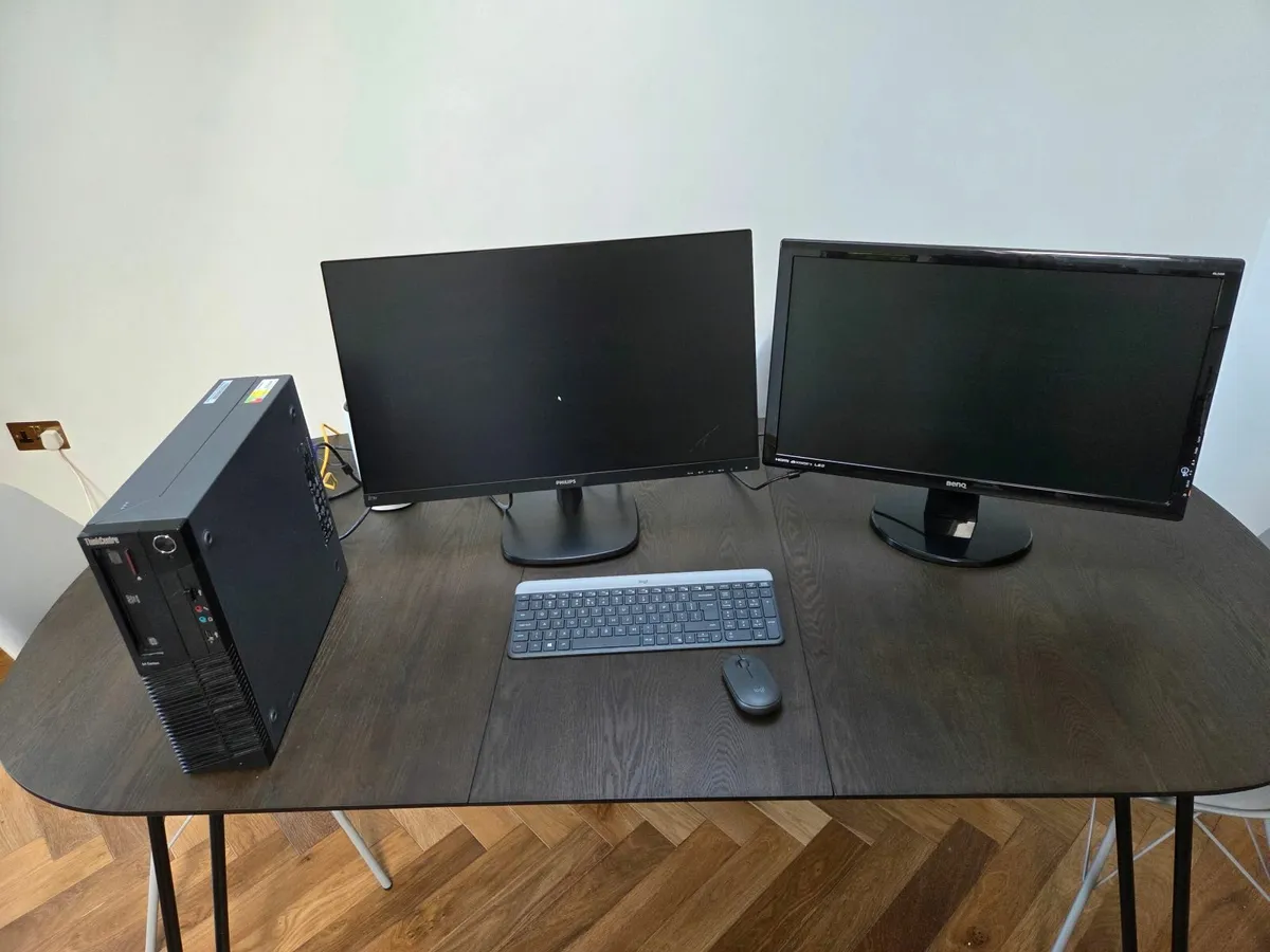 Lenovo PC, 2 x screens, wireless keyboard & mouse - Image 1
