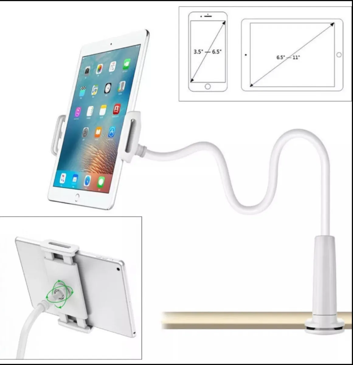 Gooseneck Lazy Bed Clamp iPad Tablet Holder - Image 1