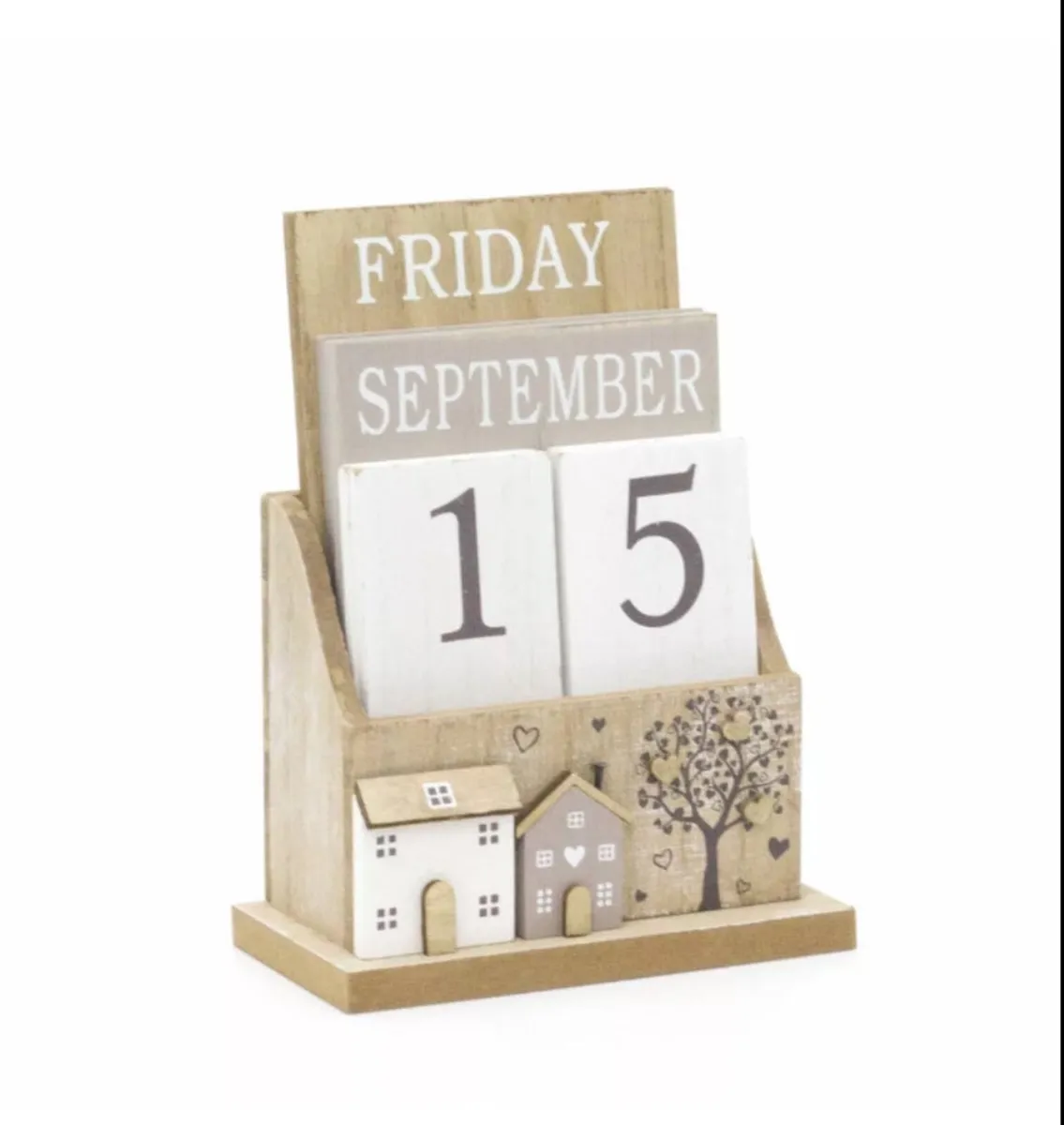 Vintage Style Shabby Chic Wooden Desk Calendar NEW - Image 1