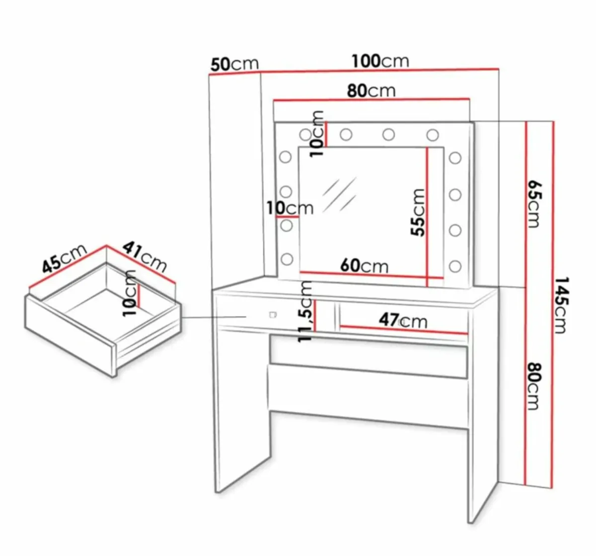 Make up table with Led mirror - Image 2