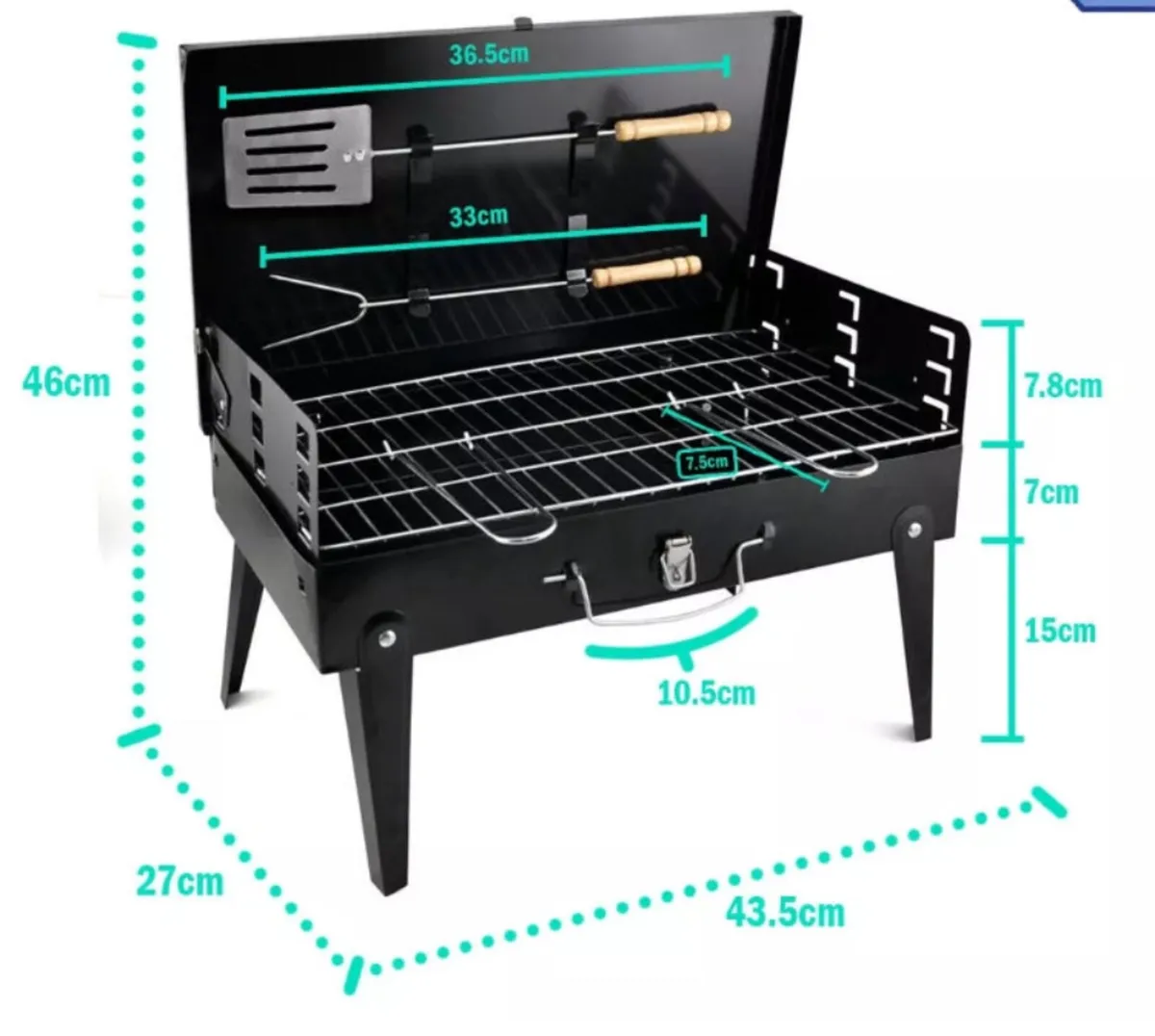 Portable BBQ Grill Barbecue & Utensils NEW - Image 2