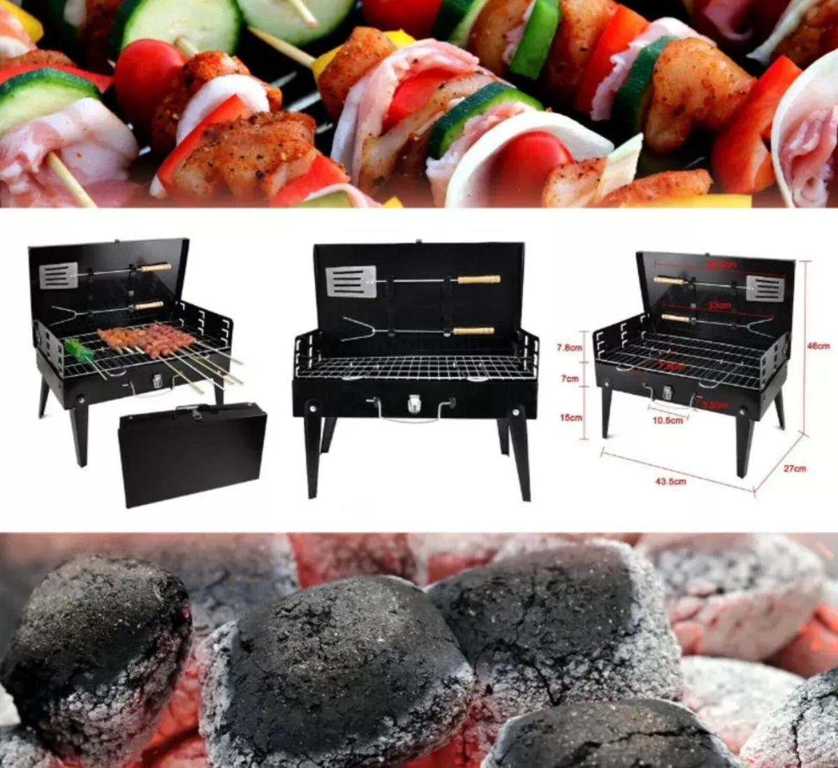 Portable BBQ Grill Barbecue & Utensils NEW - Image 4
