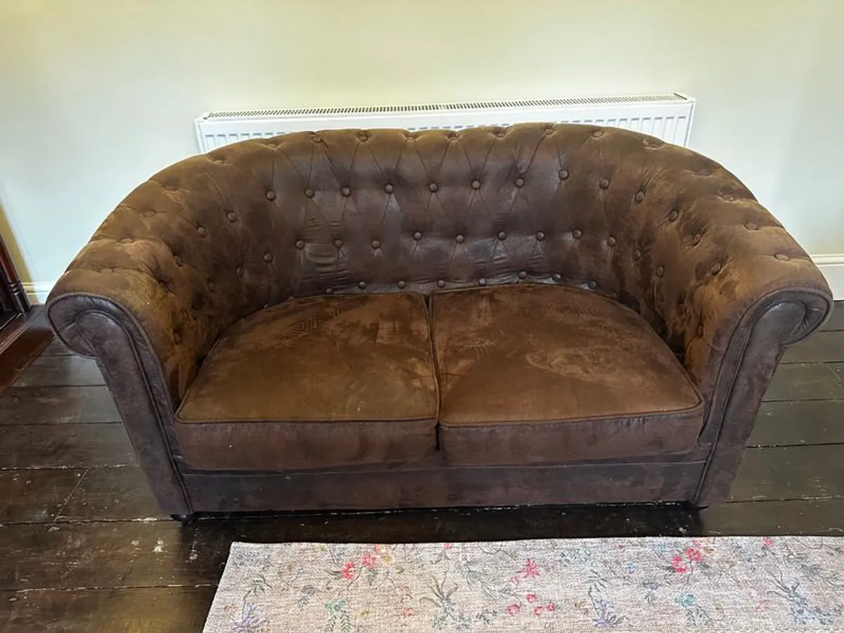 Small Brown Suede Sofa - Image 3