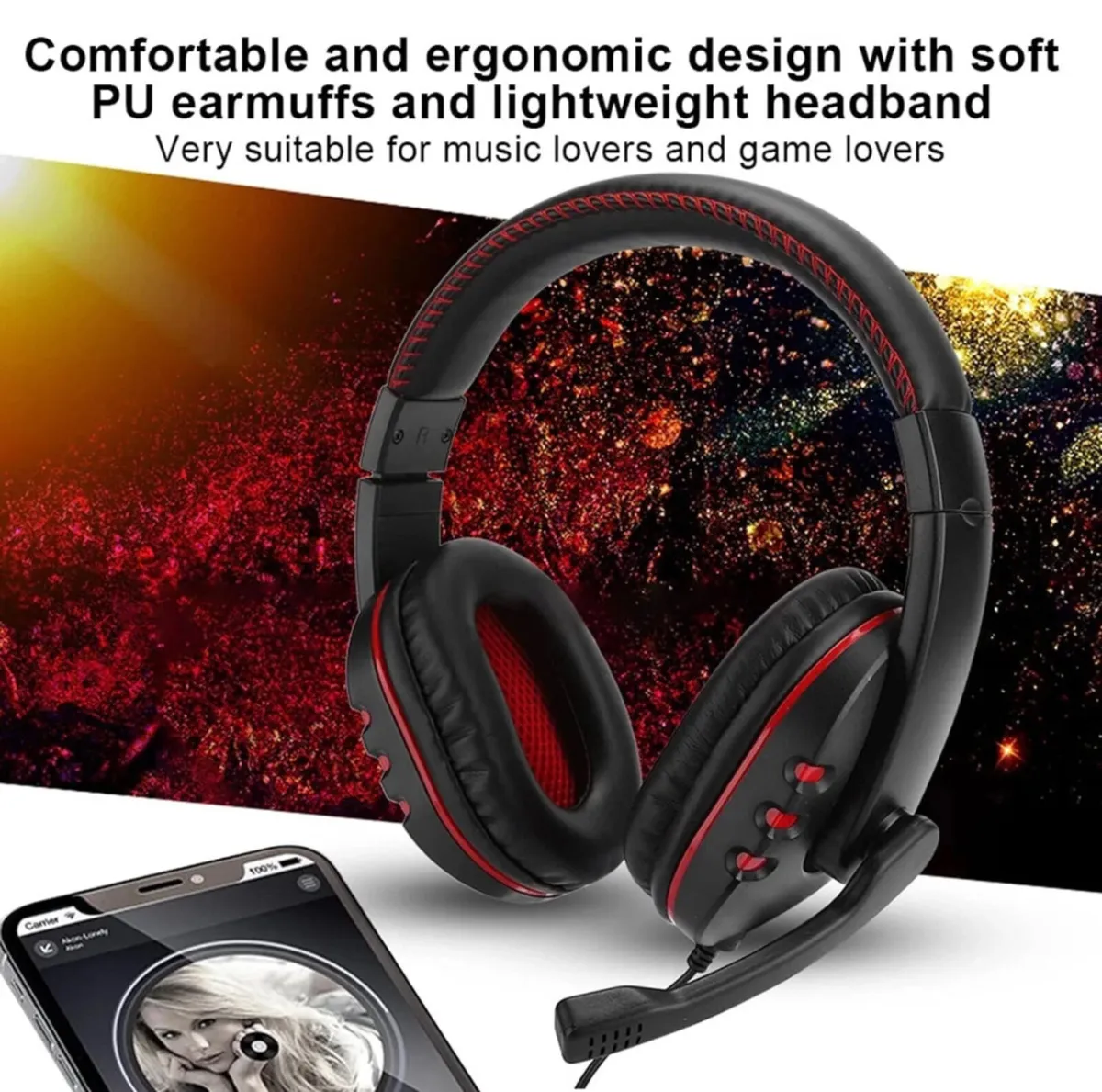 Gaming Headset Headphones Stereo With Mic NEW - Image 1